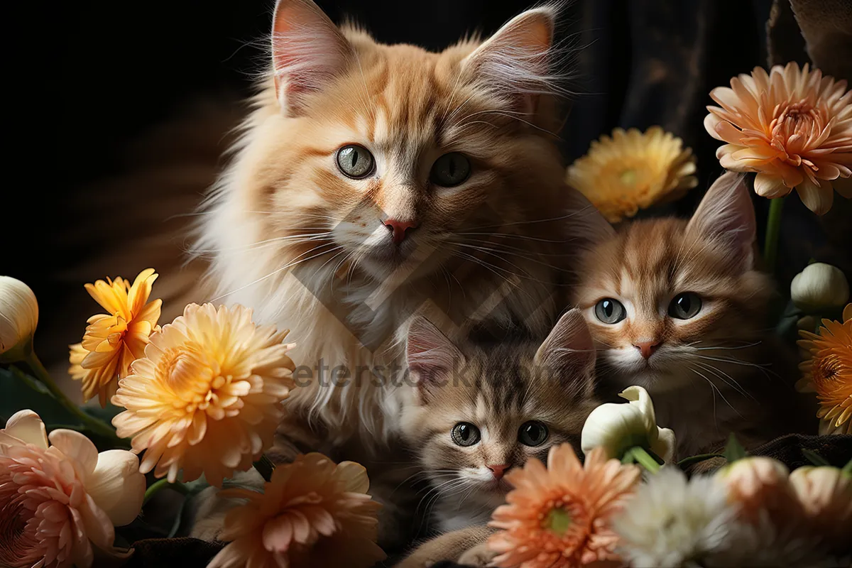 Picture of Adorable kitten with curious eyes and fluffy fur