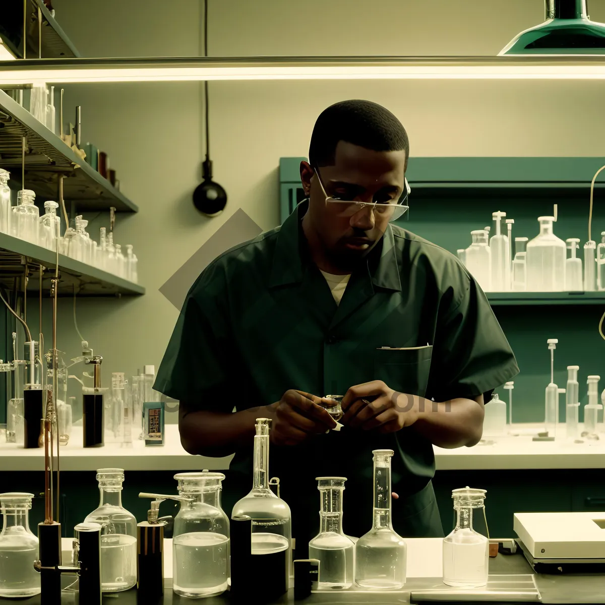 Picture of Professional male bartender at work in a laboratory.