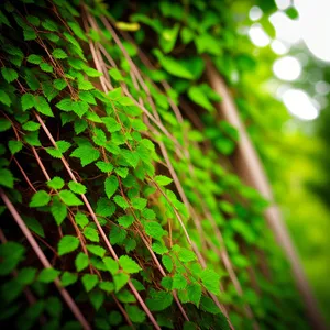 Vibrant Spring Growth: Lush Fern Pattern with Spider Web