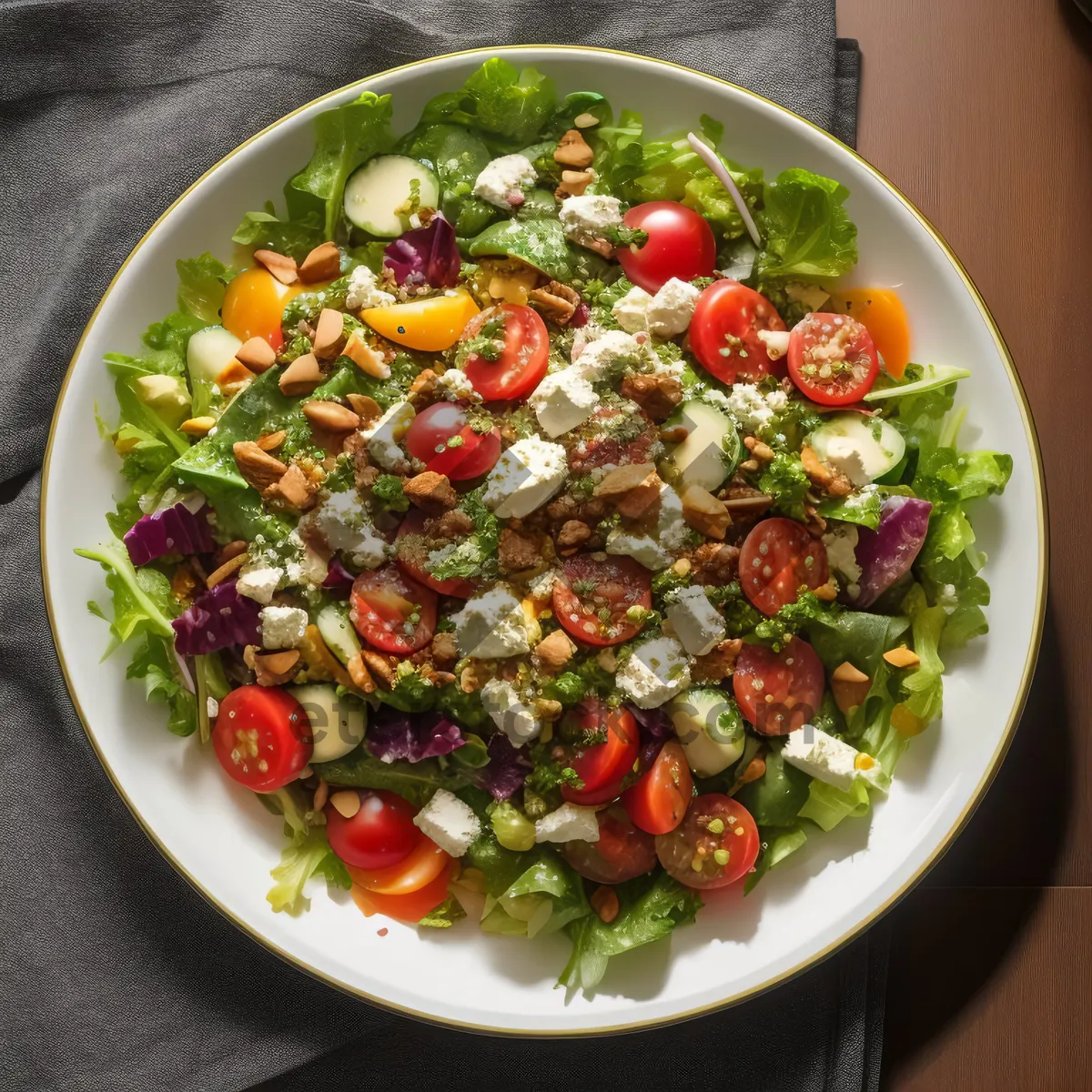 Picture of Fresh Vegetarian Salad with Chickpeas and Pepper