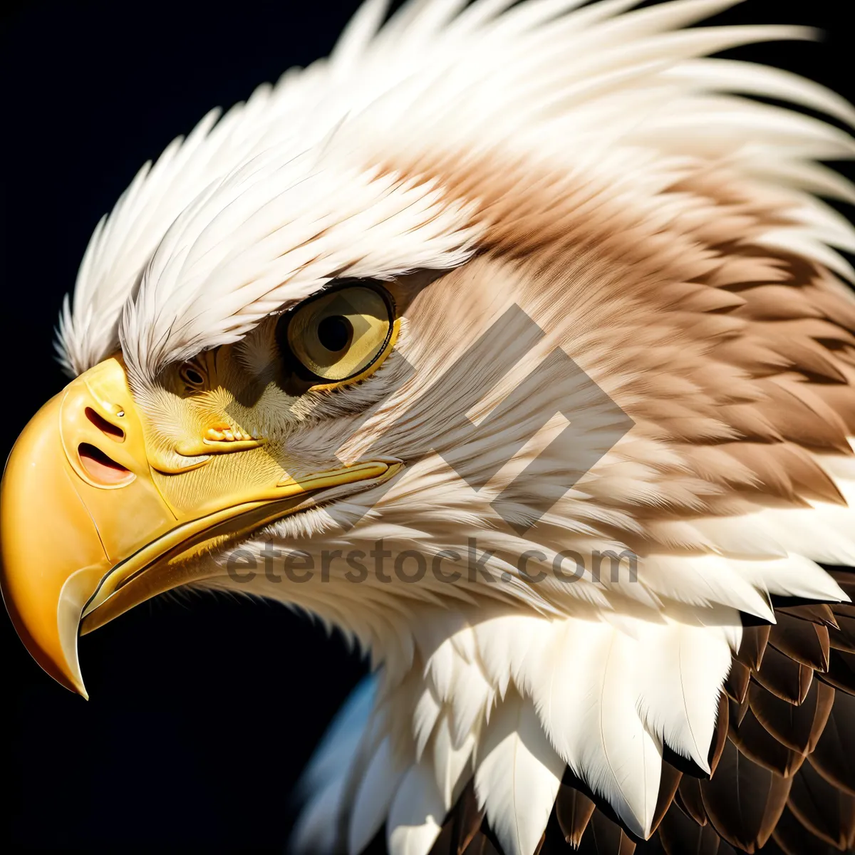 Picture of Bald Eagle Close-Up: Majestic Predator with Yellow Beak