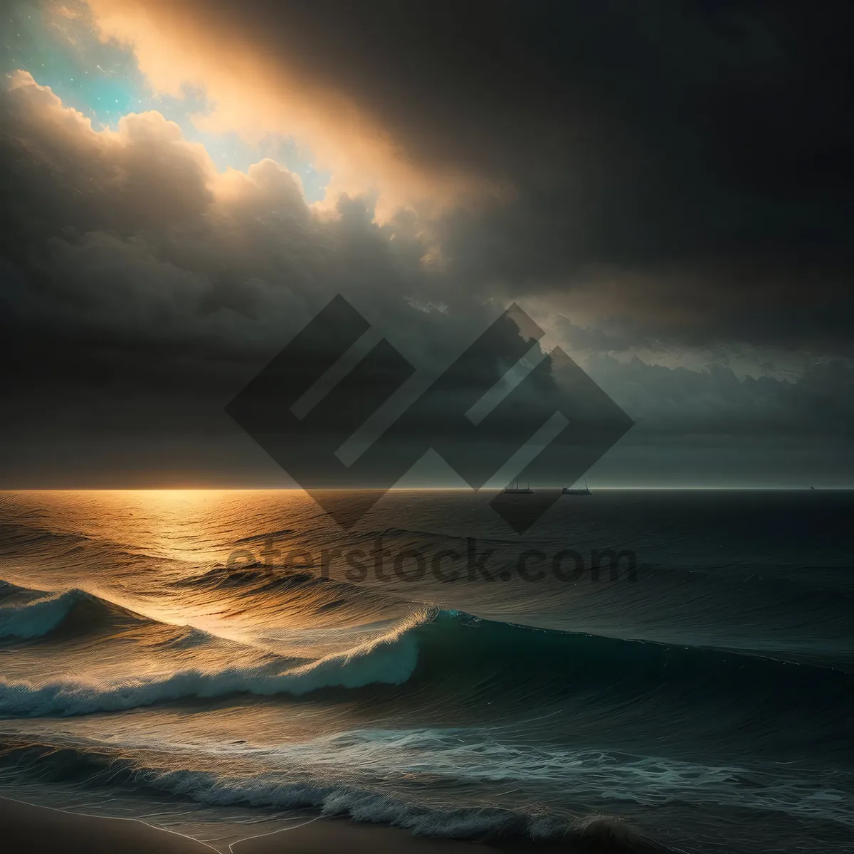 Picture of Majestic Sunset Over Tropical Ocean Beach