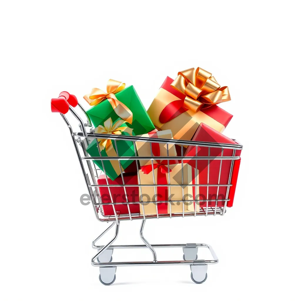 Picture of 3D shopping cart for online e-commerce market.