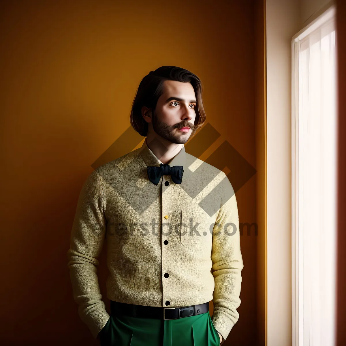 Picture of Professional Businessman in Black Suit Standing Confidently