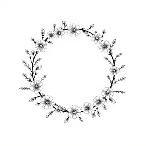 Winter snowflake graphic design element with floral pattern.