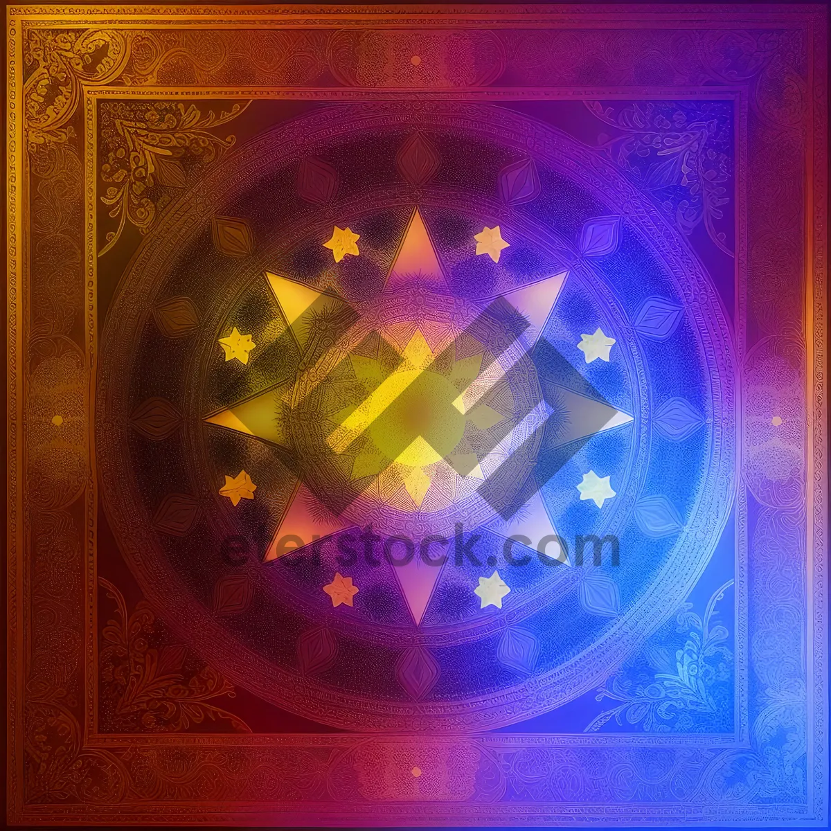 Picture of Abstract Geometric Fantasy with Glowing Lights