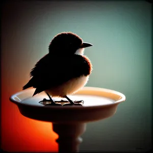 Sparrow perched on garden bird feeder