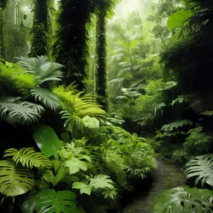 Lush Tropical Rainforest with Vascular Plants