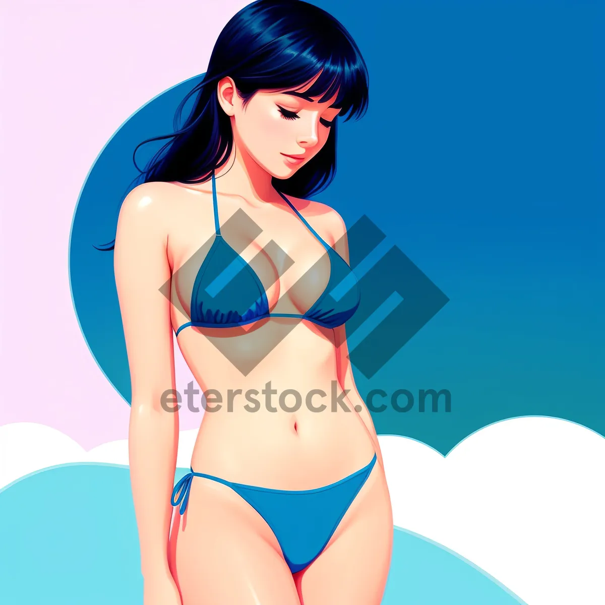 Picture of Sultry Poolside Fashion - Bikini Model Soaking Up the Fun
