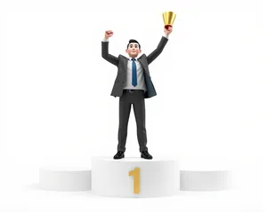 Silhouette of successful business man in 3D profile.