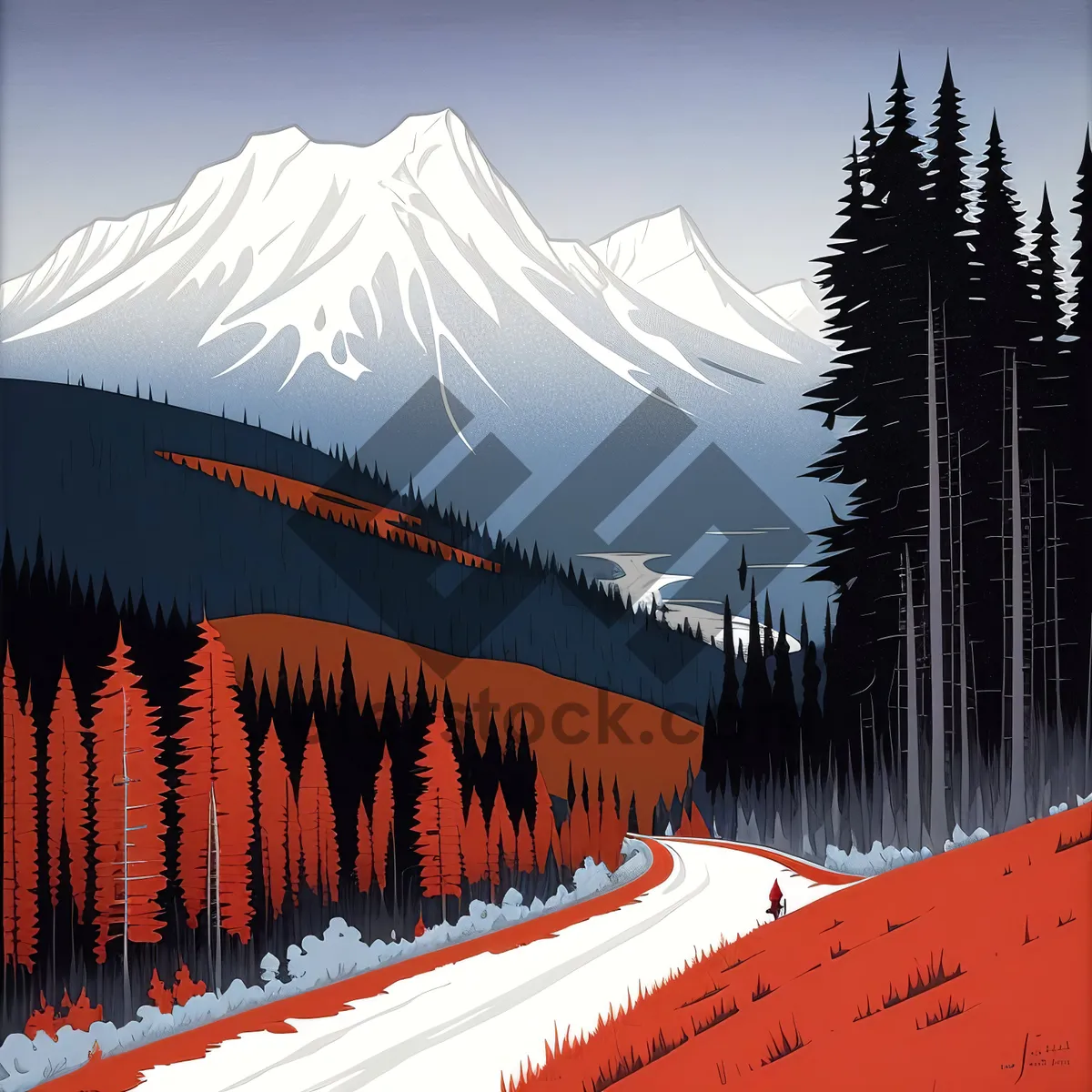 Picture of Winter Mountain Ski Slope - Scenic Snowy Landscape