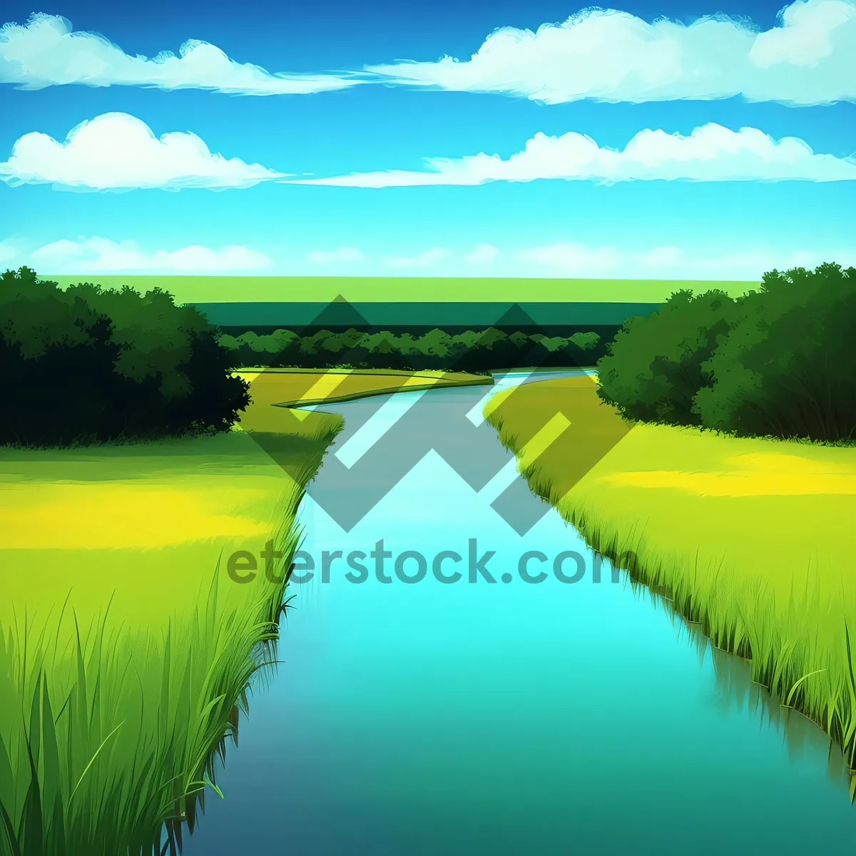 Picture of Serene Summer Landscape Reflection on Calm Lake