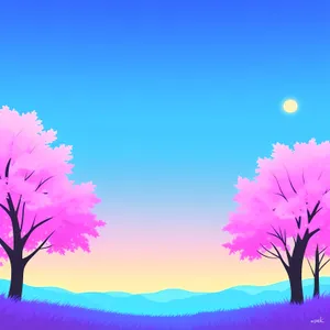 Summer Blossoms: Vibrant Pink Sky Art