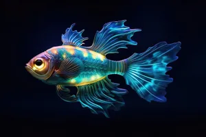 Colorful Fractal Fish Wallpaper with Goldfish in Sea