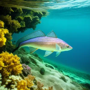 Colorful Reef Snapper Swimming in Tropical Coral