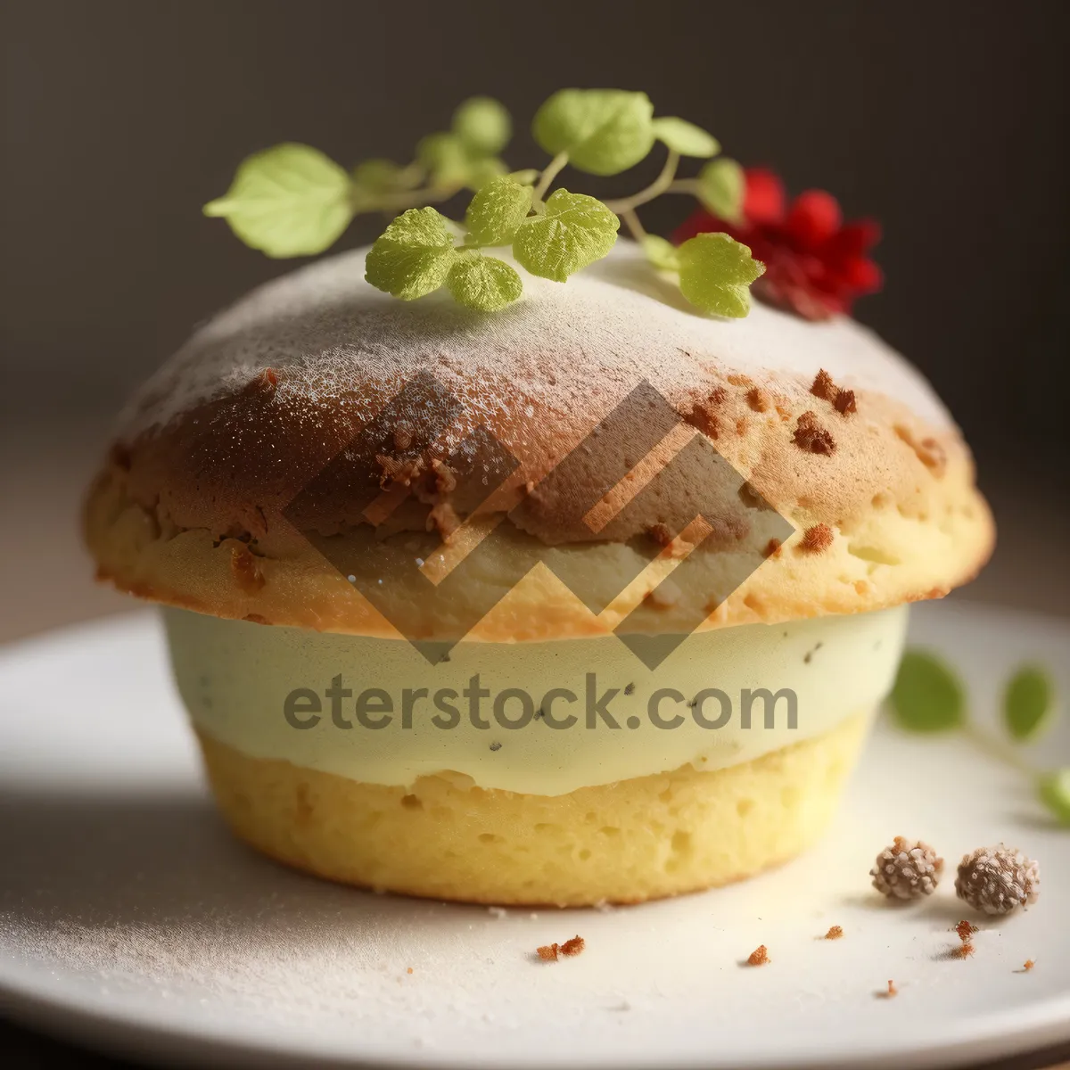 Picture of Delicious strawberry and cream pastry dessert