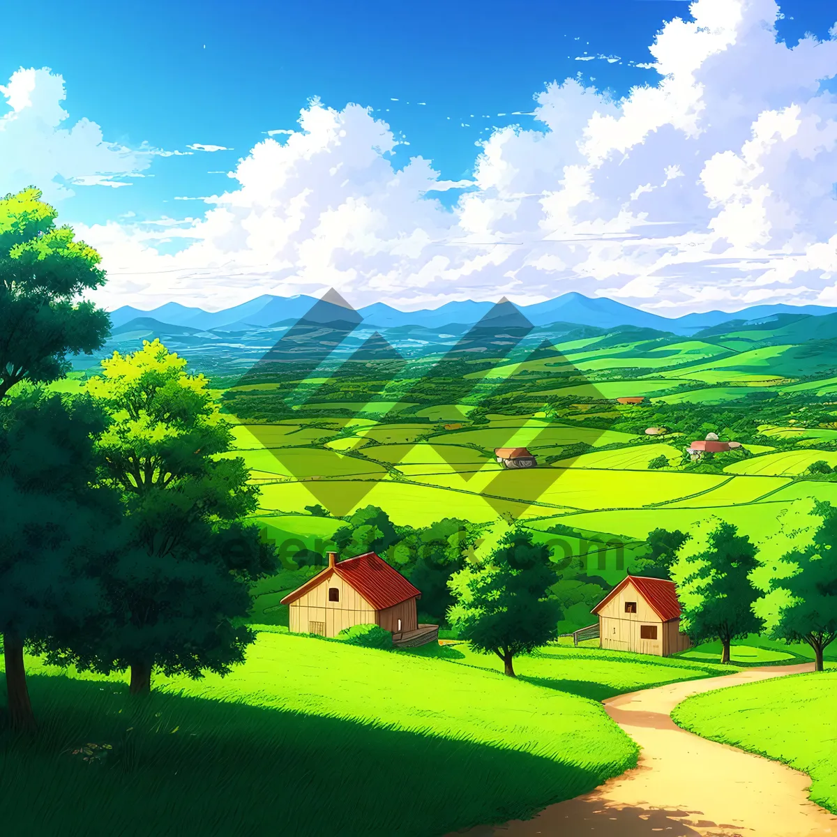 Picture of Idyllic Golf Course Surrounded by Serene Countryside