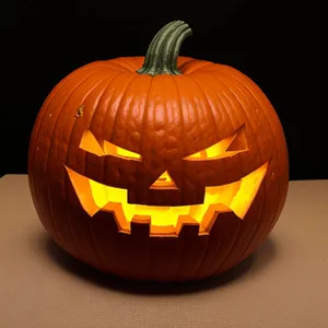 Spooky Harvest: Glowing Jack-o'-Lantern Face in Autumn Night