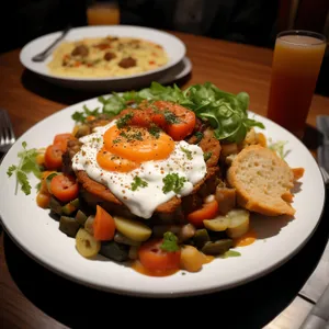Delicious Gourmet Salad with Fresh Vegetables and Chicken