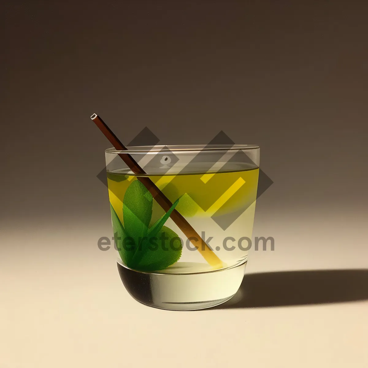 Picture of Hot Herbal Tea in Yellow Glass Cup