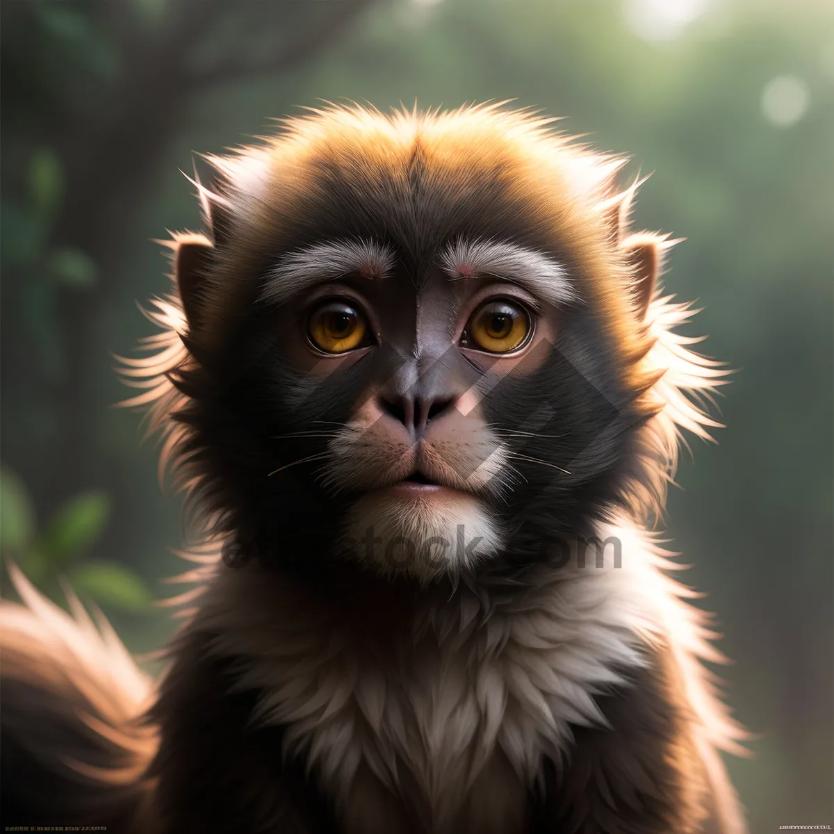 Picture of Cute Baby Macaque with Captivating Eyes