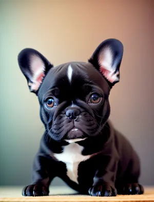 Cute Bulldog Puppy, Purebred Pet with Wrinkles