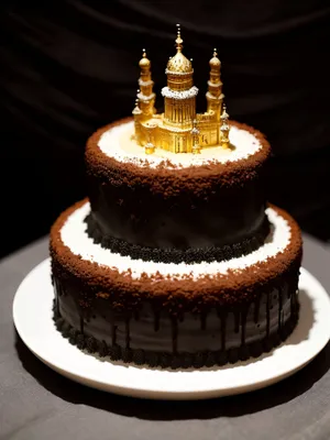 Decadent Chocolate Cake in Bakery Fountain