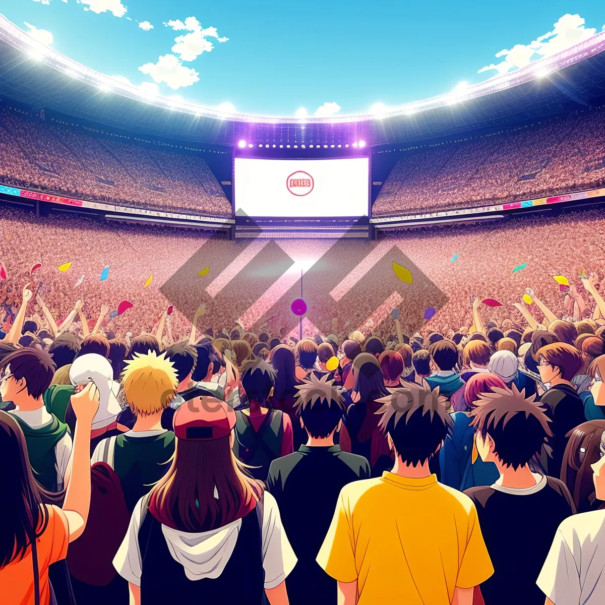 Picture of Vibrant Crowd Cheering at Patriotic Nighttime Stadium"
(Note: This text is a descriptive name for the image based on the provided tags)