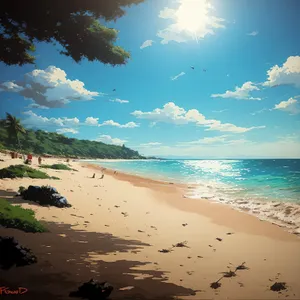 Serene Tropical Beachscape: Turquoise Waters and Sandy Coast