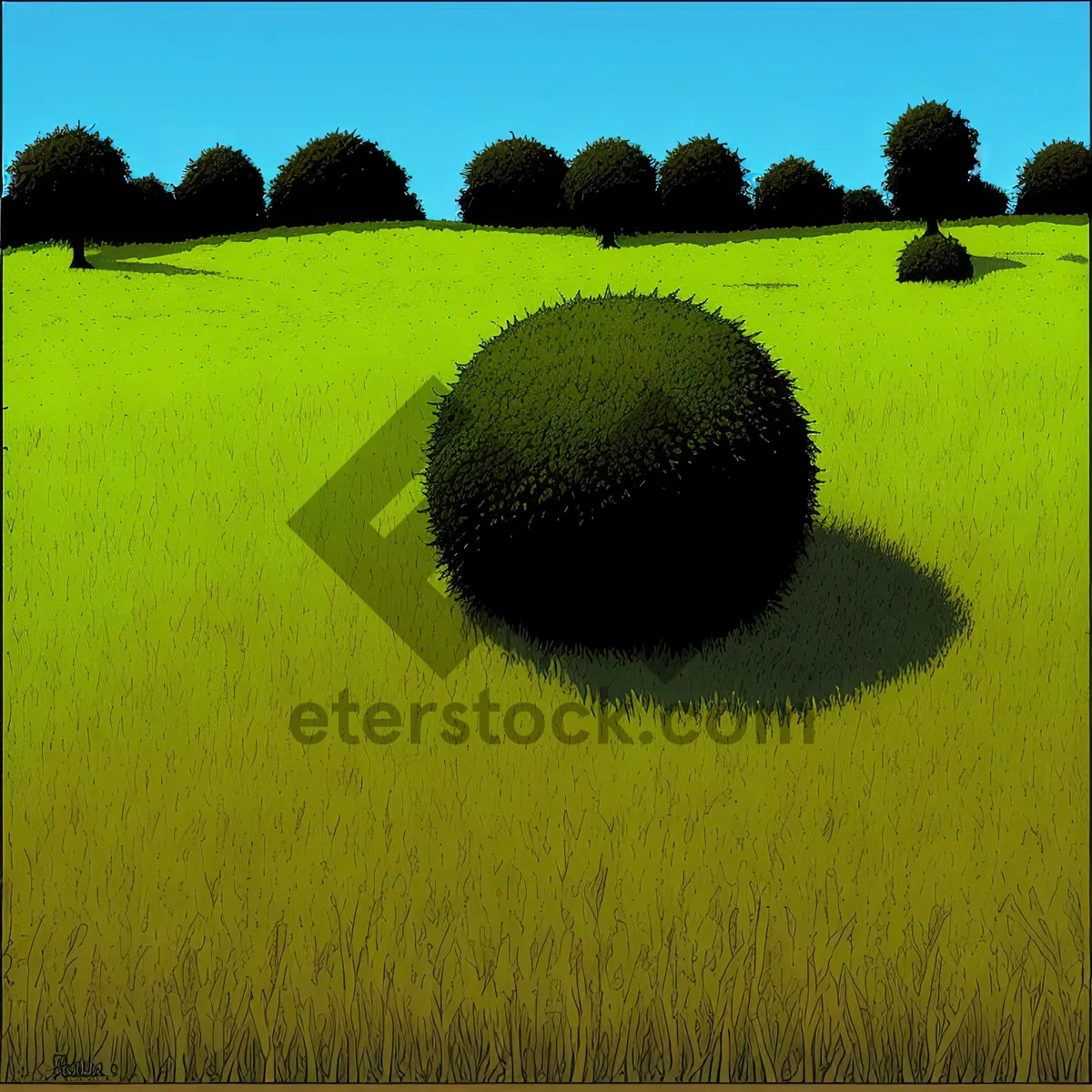 Picture of Golden Harvest: Bales of Wheat in Summer Meadow