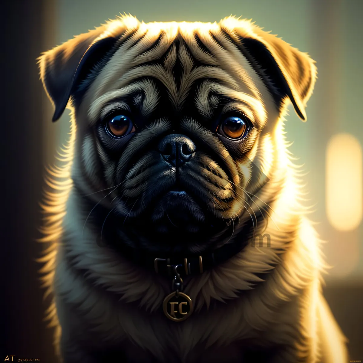 Picture of Cute Pug Puppy Sitting - Adorable Canine Portrait