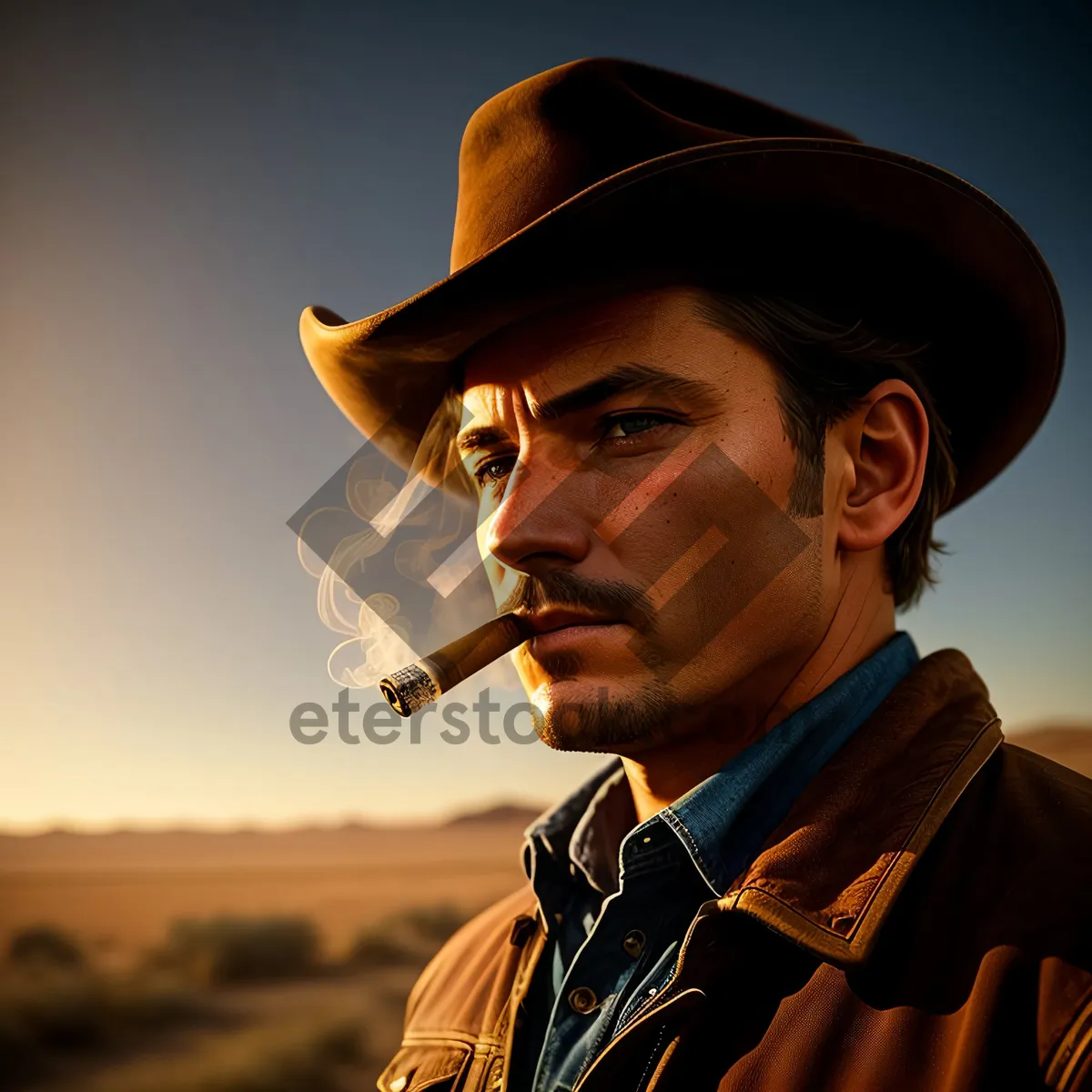 Picture of Handsome Man With Brass Cornet Instrument