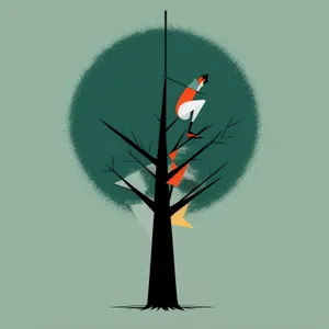 Silhouette of Weathercock Perched on Branch amidst Trees