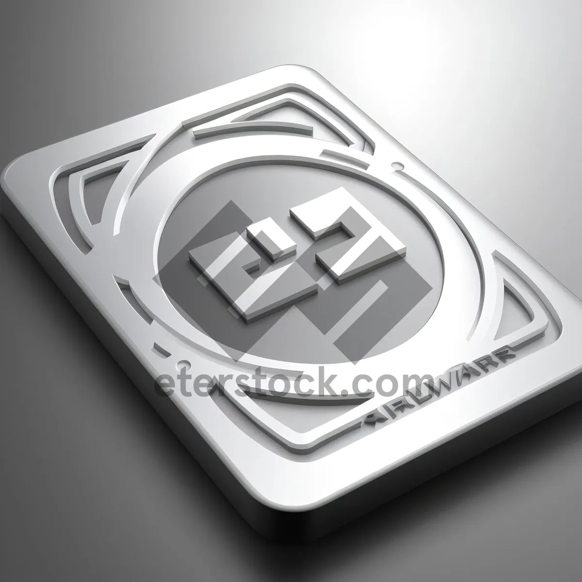 Picture of Digital Clock Icon - Modern Silver 3D Button