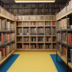 Educational Library Books Organized on Bookshelf