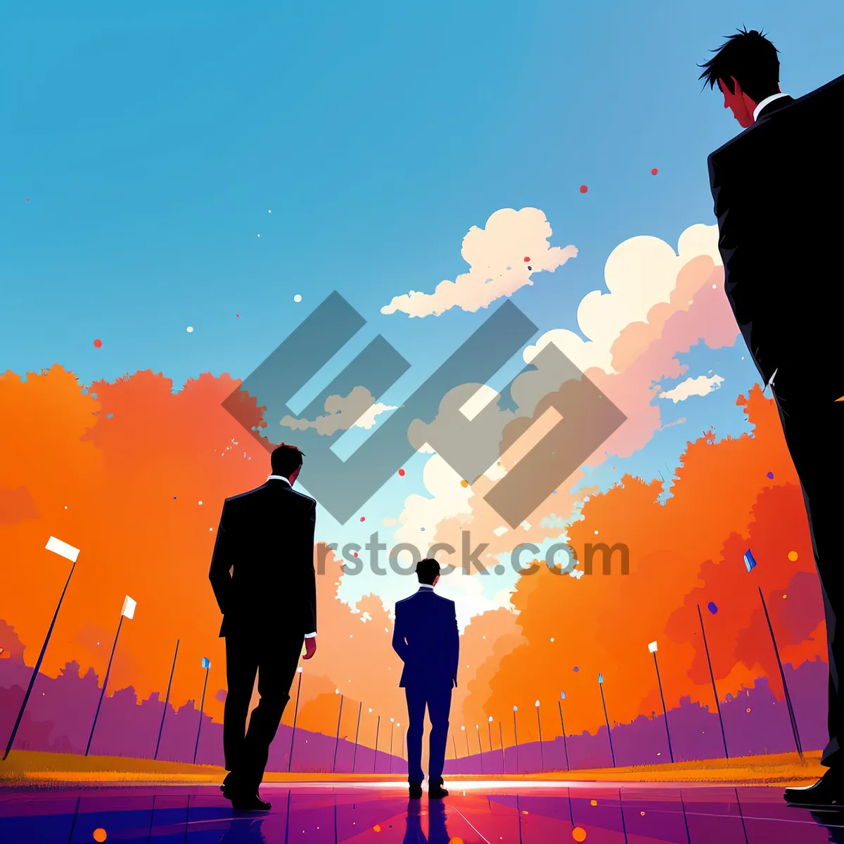 Picture of Silhouette Sunset: Radiant Sun Lighting the Orange Sky