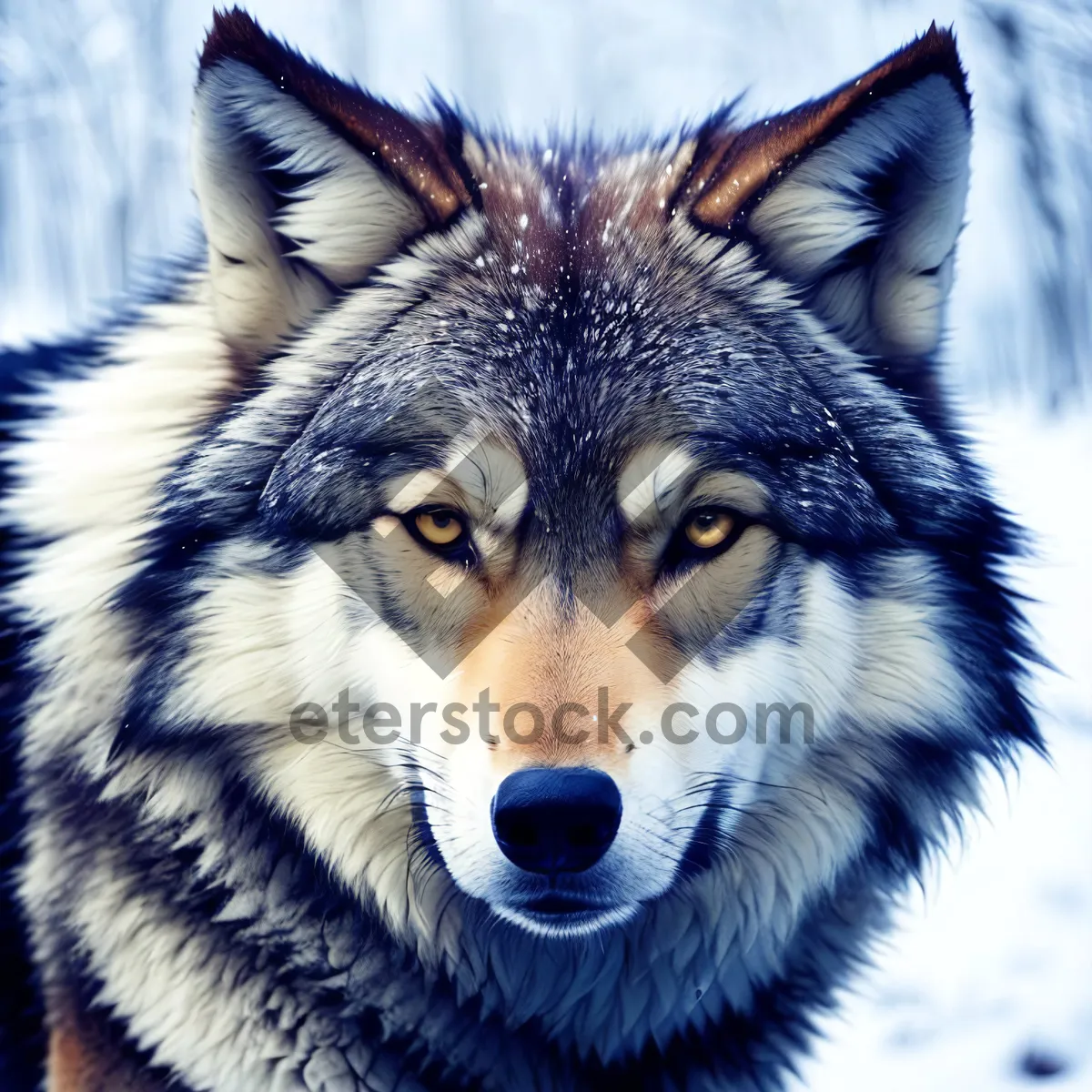 Picture of Majestic Timber Wolf with Piercing Eyes