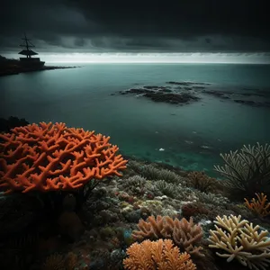 Vibrant Coral Colony in Sunlit Oceanic Waters