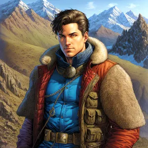 Sweater-clad individuals amidst majestic Oriental snow-capped mountains.