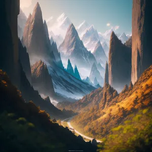 Serene Mountain Valley Amidst Majestic Peaks