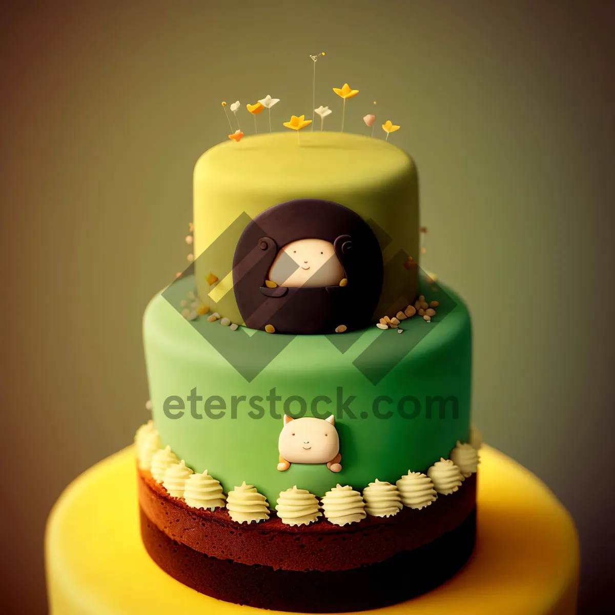 Picture of Snowman Cake - Sweet Celebration Delight with Chocolate-Iced Cupcake