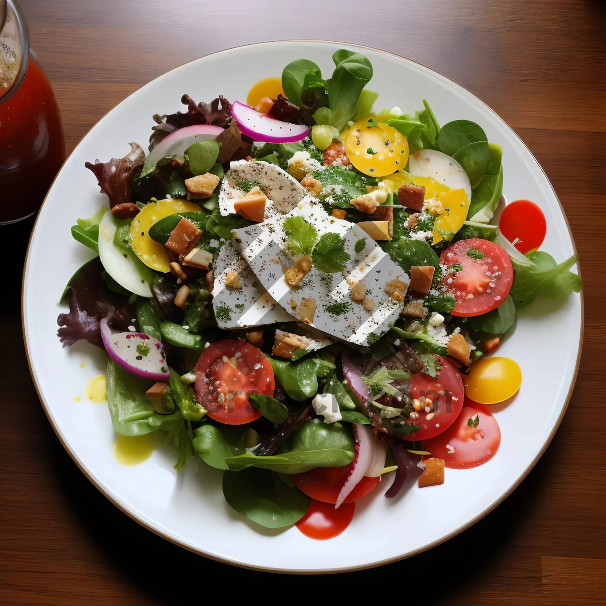 Picture of Delicious gourmet vegetable salad with fresh cheese
