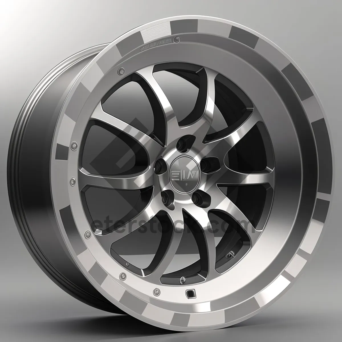 Picture of Shiny Black Car Wheel in High-Tech Style