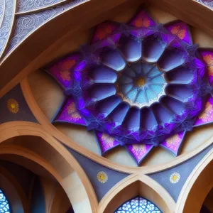 Colorful Dome Ceiling in Old Architectural Interior