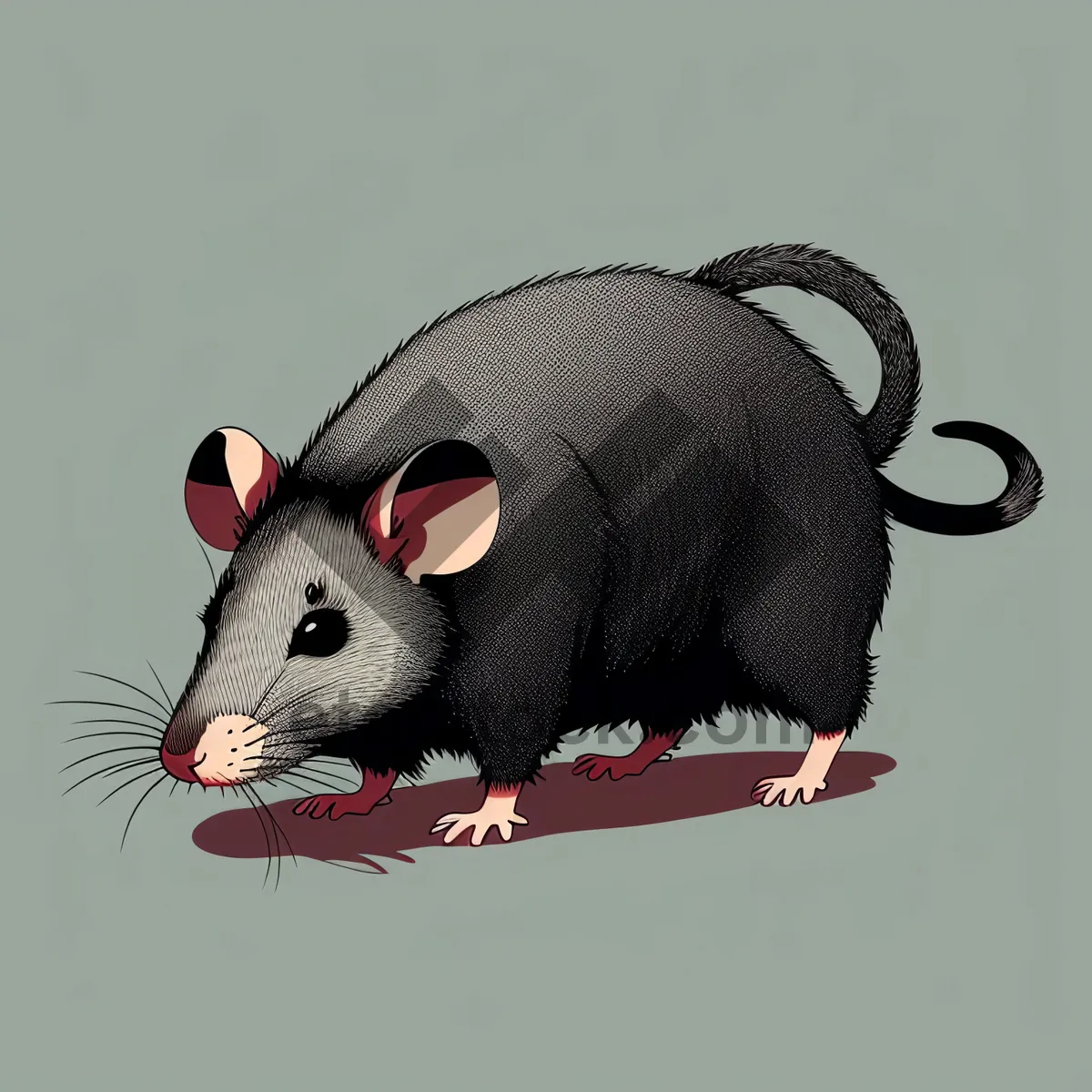 Picture of Furry Friend: Adorable domestic rat with a cute, fluffy tail and whiskers.