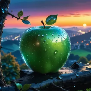 Festive Apple Decoration on Winter Tree Branches