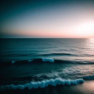 Serene Beach Sunset on Tropical Paradise Coastline