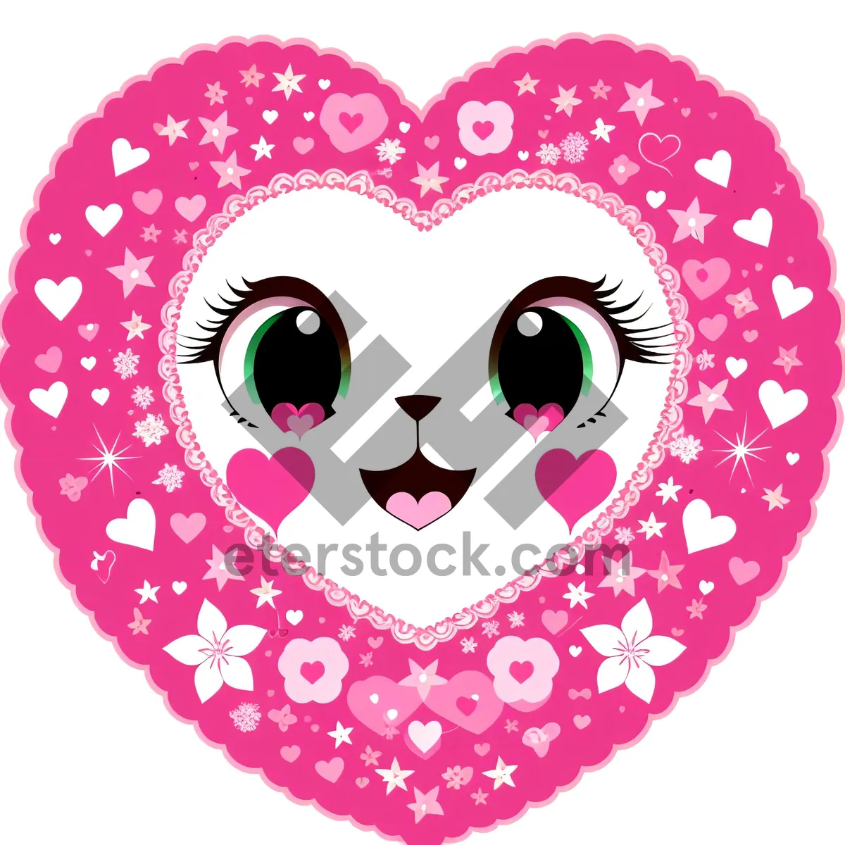 Picture of Floral Love: Pink Cartoon Heart Design