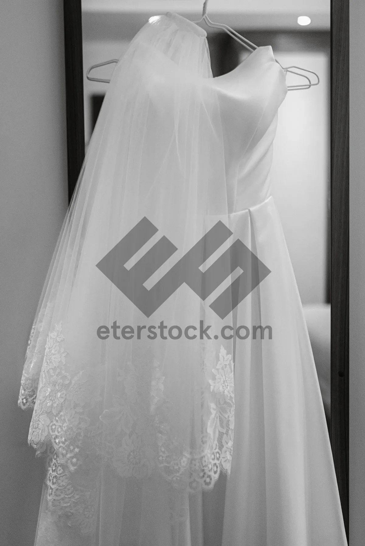 Picture of Fashion Bride in Wedding Gown with Bouquet