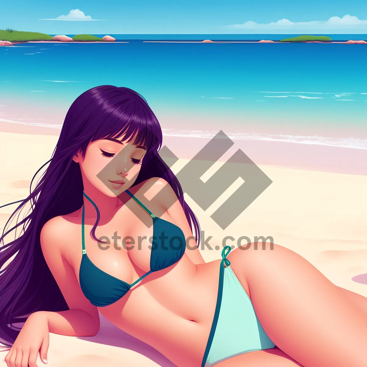 Picture of Seductive Beach Beauty in Stylish Swimsuit